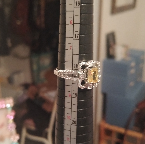 14k WG/Silver Victorian Citrine Topaz Fancy Ring 8 - Picture 8 of 13